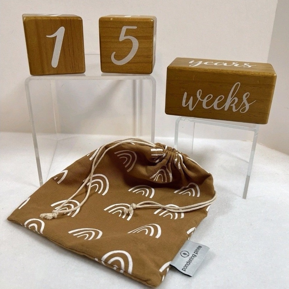 Pondering Pine Milestone Blocks Photo Prop Set Baby Weeks Months Years Grade
